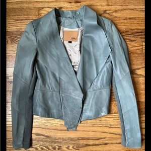 EMU Australian Sheepskin Leather & Knit Jacket Size S Gray Moto Cropped NWOT